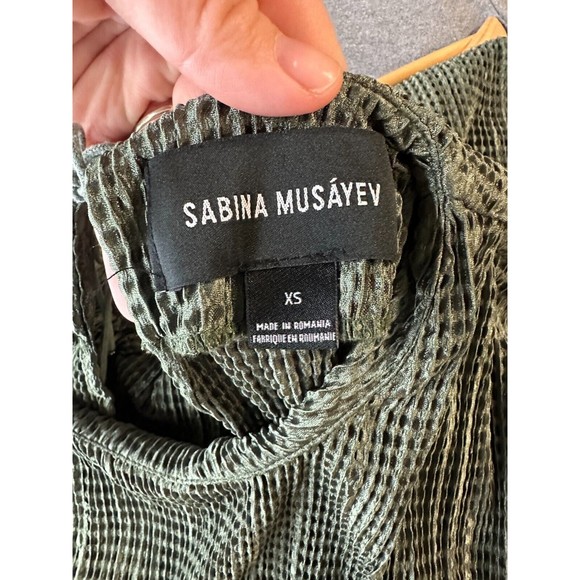 Sabina Musayev Renaissance Dress Size XS Green Textured Relaxed Fit Keyhole Midi - Picture 12 of 13